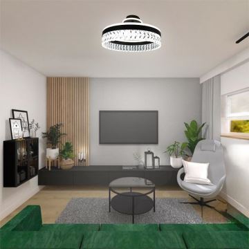 Dimmbarer LED-Kristall-Aufbaukronleuchter LED/75W/230V 3000-6500K schwarz + Fernbedienung