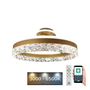 Dimmbarer LED-Aufbaukronleuchter LED/86W/230V 3000-6500K golden + Fernbedienung