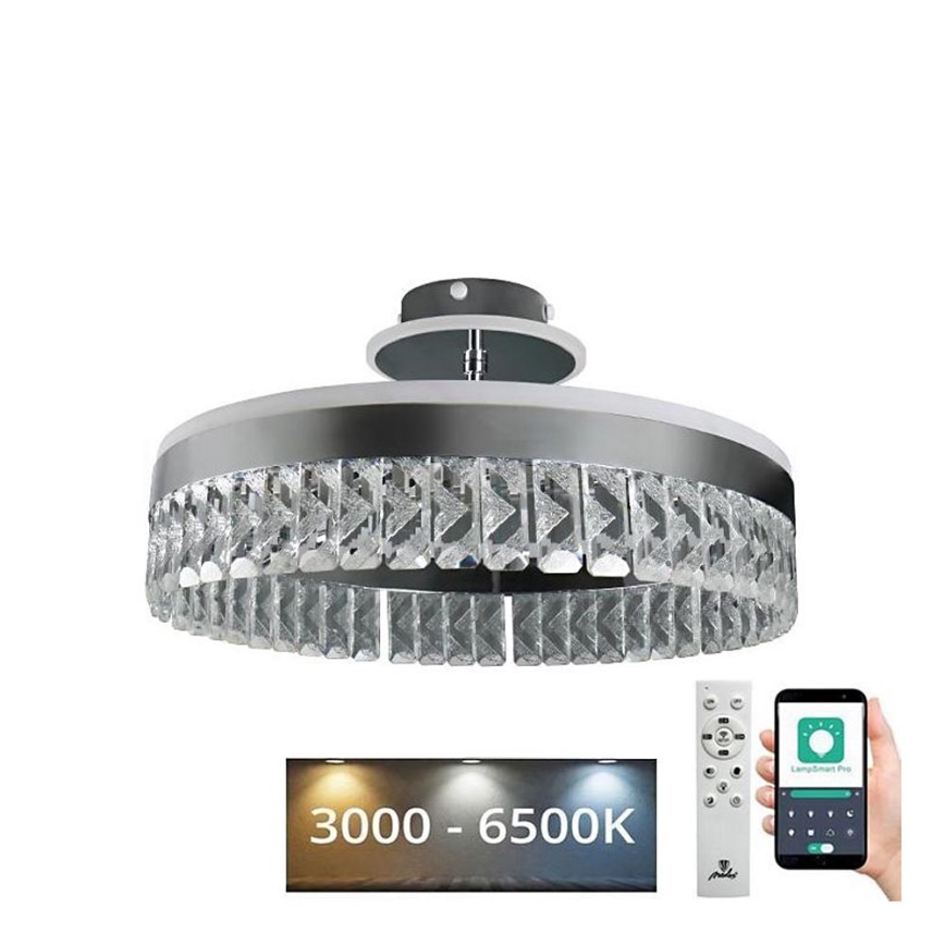 Dimmbarer LED-Kristall-Aufbaukronleuchter LED/75W/230V 3000-6500K Chrom + Fernbedienung