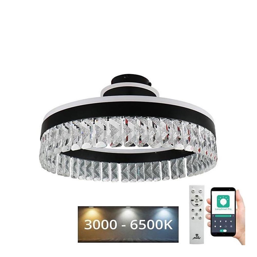 Dimmbarer LED-Kristall-Aufbaukronleuchter LED/75W/230V 3000-6500K schwarz + Fernbedienung