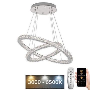 Dimmbarer LED-Kristall-Kronleuchter an Schnur LED/115W/230V 3000-6500K silbern + Fernbedienung