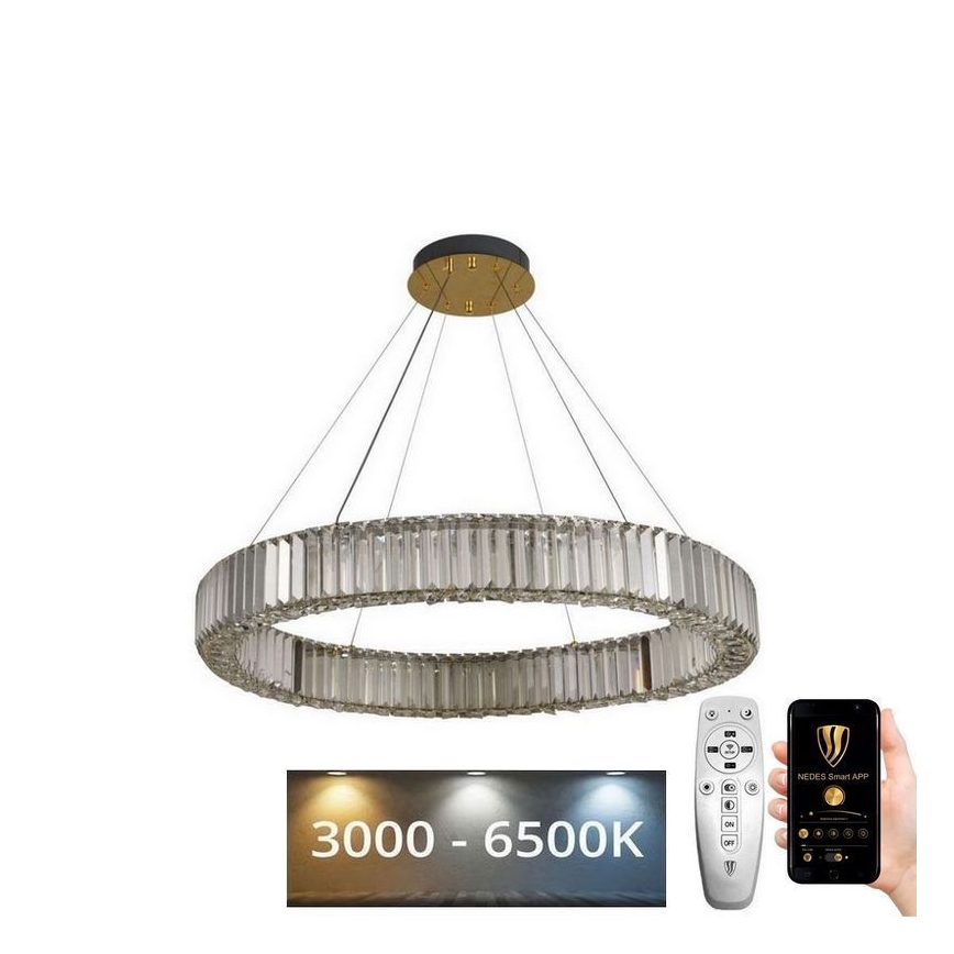 Dimmbarer LED-Kristallkronleuchter an Schnur LED/50W/230V 3000-6500K Chrom/golden + Fernbedienung