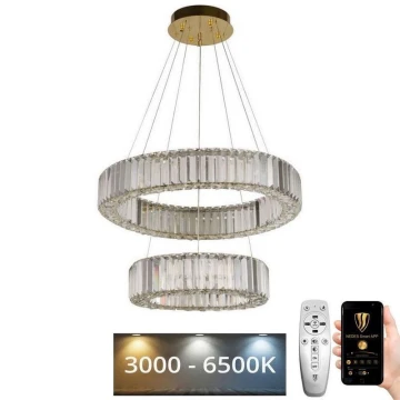 Dimmbarer LED-Kristallkronleuchter an Schnur LED/65W/230V 3000-6500K Chrom/golden + Fernbedienung
