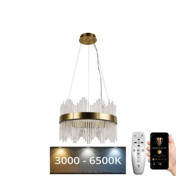 Dimmbarer LED-Kristallkronleuchter an Schnur LED/70W/230V 3000-6500K golden + Fernbedienung