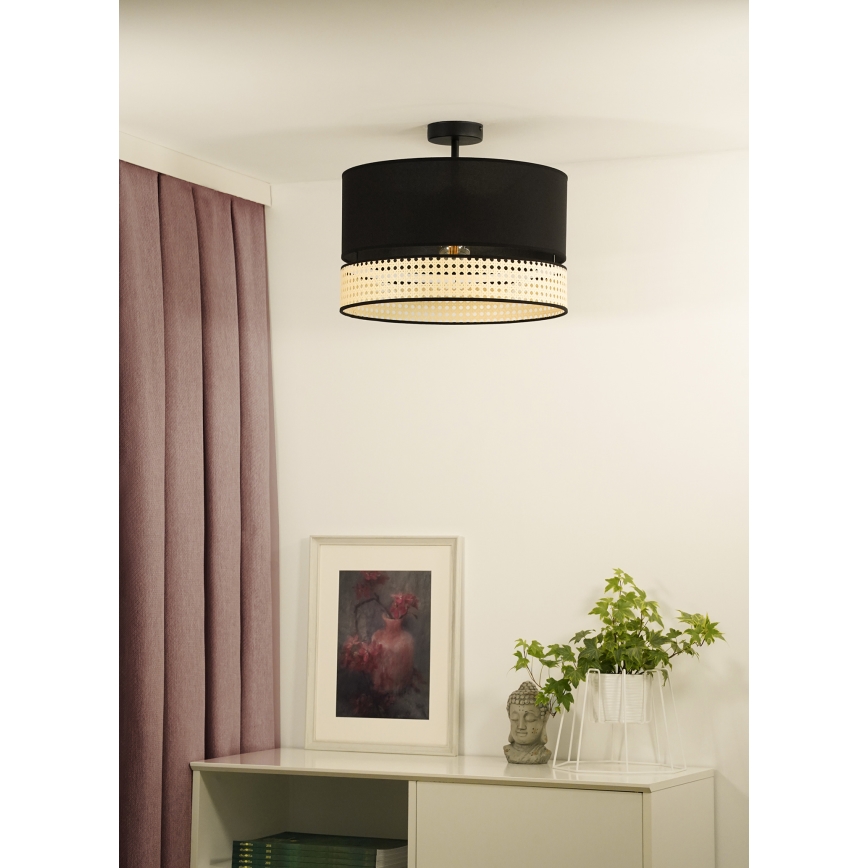 Duolla - Aufbauleuchte DOUBLE RATTAN 1xE27/15W/230V schwarz/beige