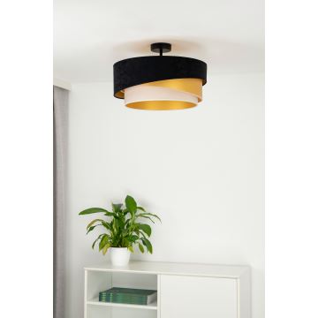 Duolla - Aufbauleuchte KOBO 1xE27/15W/230V d 45 cm schwarz/golden/cremefarben