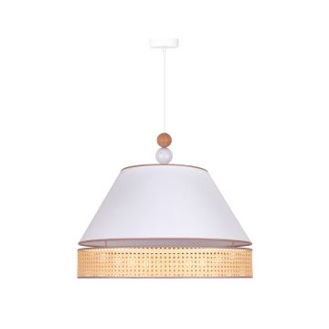 Duolla - Hängeleuchte an Schnur AVIGNON 1xE27/15W/230V d 60 cm weiß/Rattan