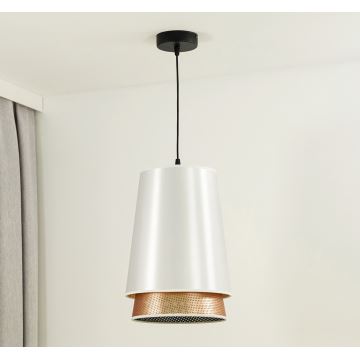 Duolla - Hängeleuchte an Schnur BELL SHINY 1xE27/15W/230V weiß/kupfern