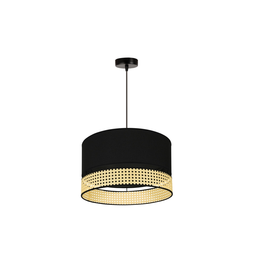 Duolla - Hängeleuchte an Schnur DOUBLE RATTAN 1xE27/15W/230V schwarz/beige