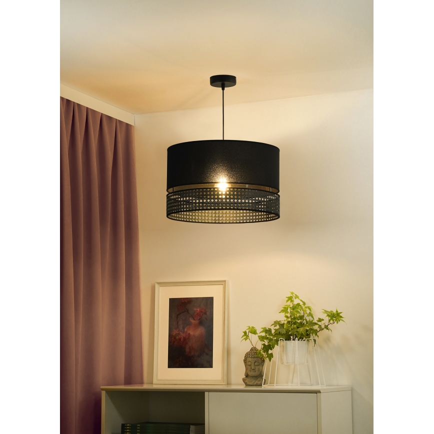 Duolla - Hängeleuchte an Schnur DOUBLE RATTAN 1xE27/15W/230V schwarz