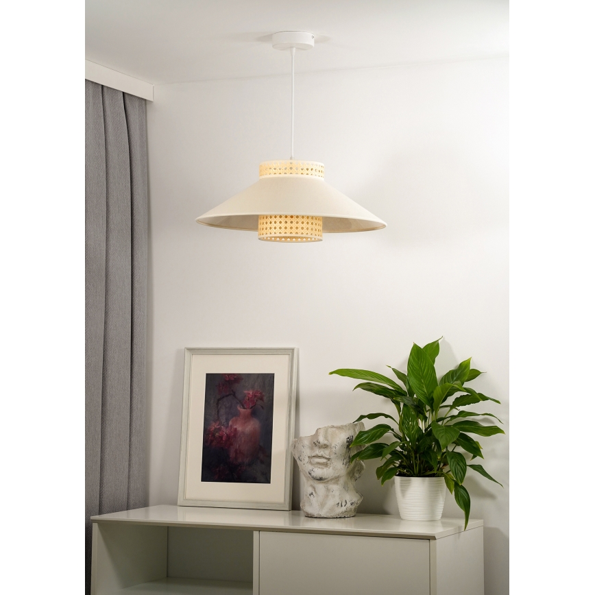 Duolla - Hängeleuchte an Schnur RIO RATTAN 1xE27/15W/230V beige/Rattan