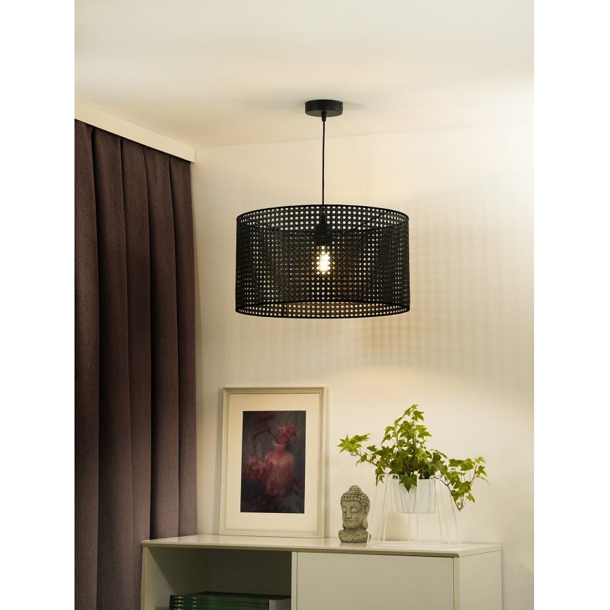 Duolla - Hängeleuchte an Schnur ROLLER RATTAN 1xE27/15W/230V schwarz