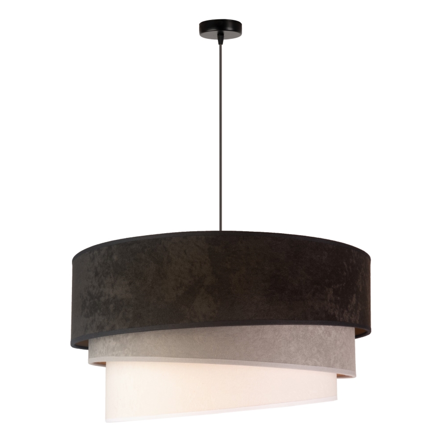 Duolla - Kronleuchter an Schnur DEVON 1xE27/40W/230V schwarz/grau/beige