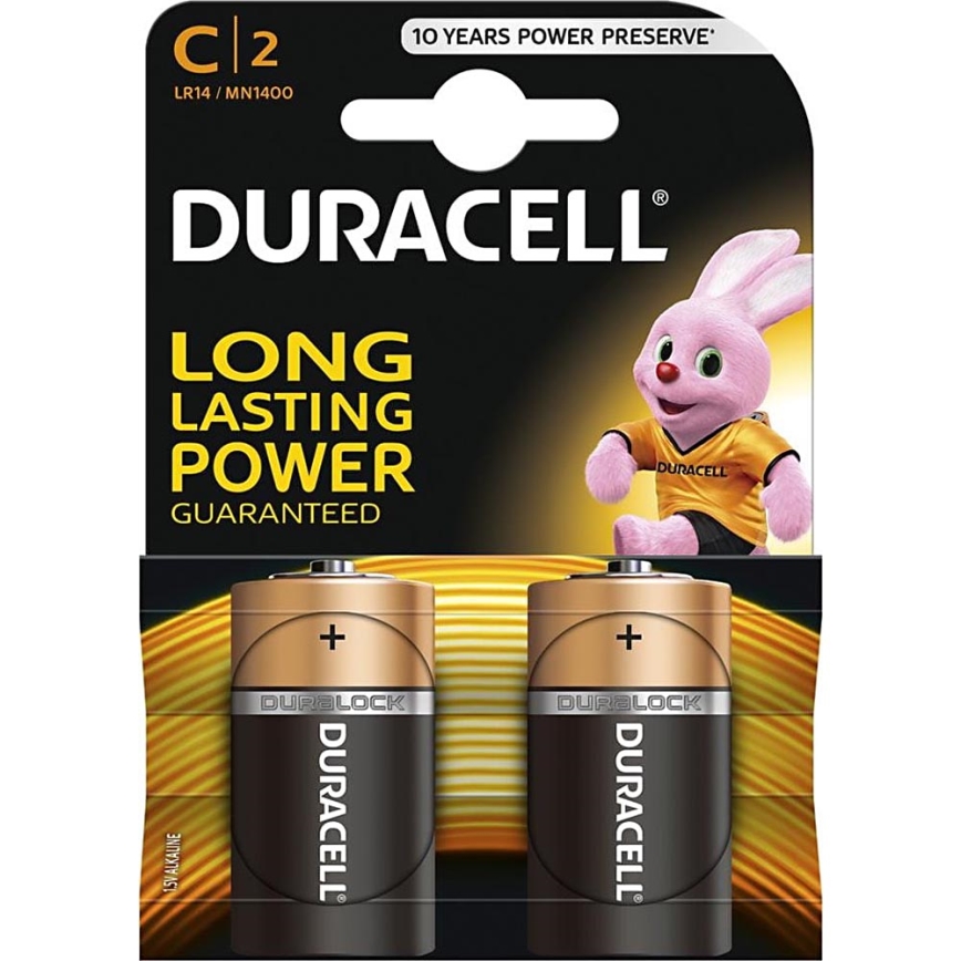 Duracell - 2 Stk. Alkalibatterie Basic LR14/C 1,5V 2200 mAh