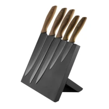 Edelstahl-Messerset 5-teilig mit Magnetständer Holz/schwarz