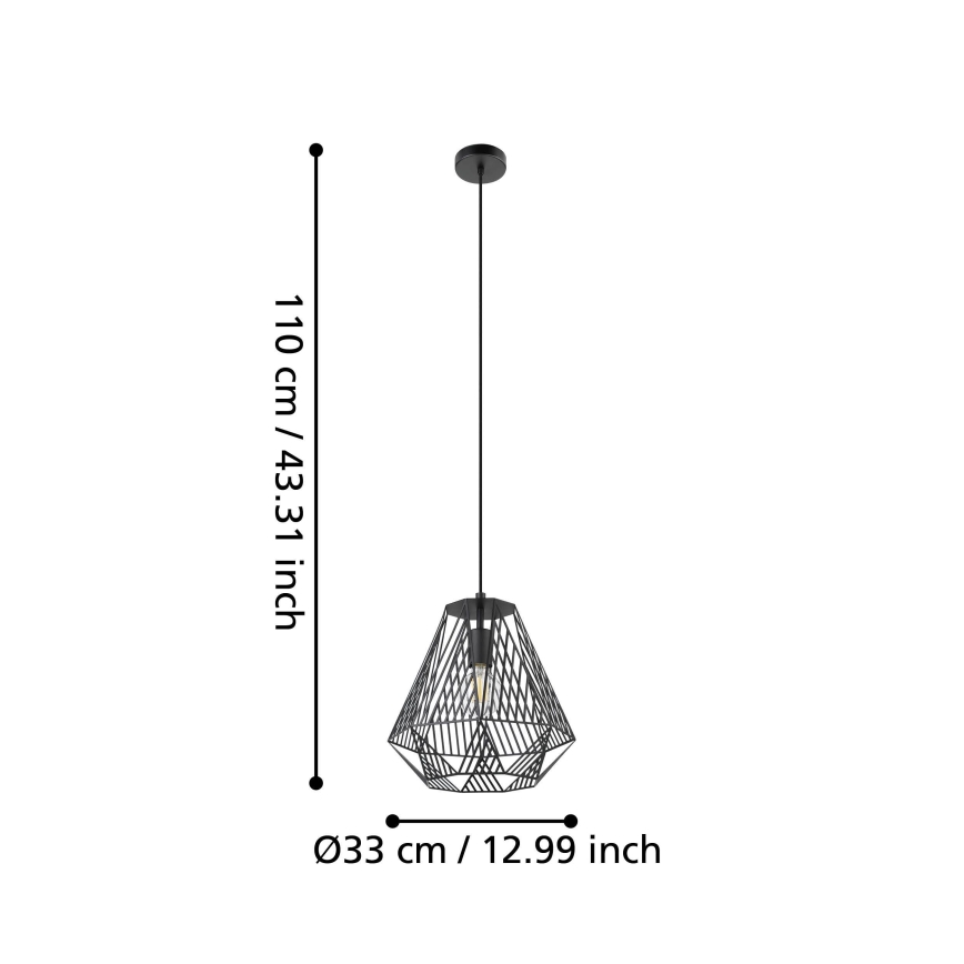 Eglo - Kronleuchter an einer Schnur 1xE27/40W/230V schwarz