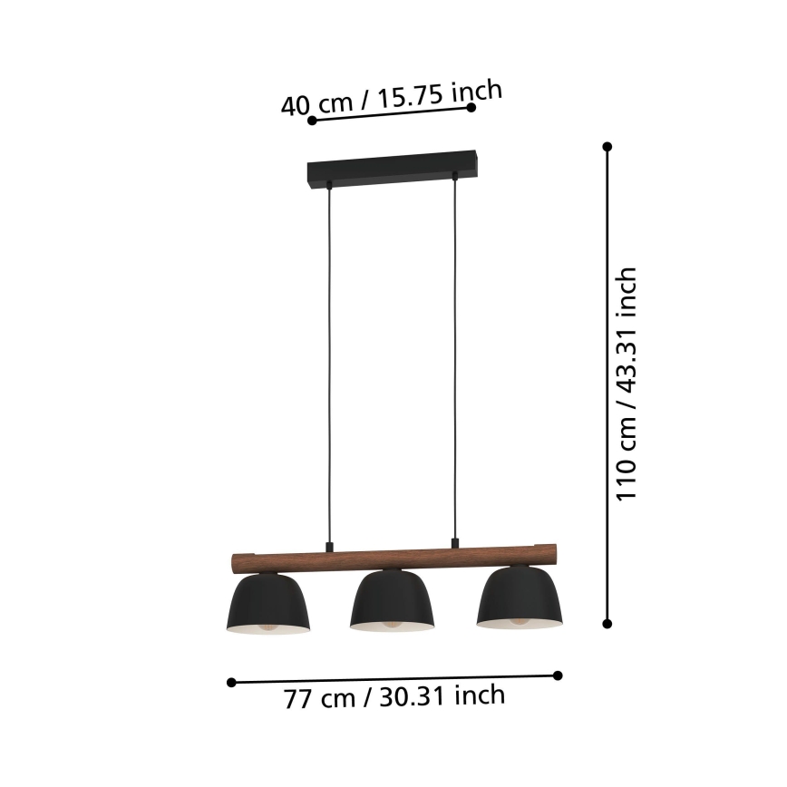 Eglo - Hängeleuchte an Schnur 3xE27/40W/230V