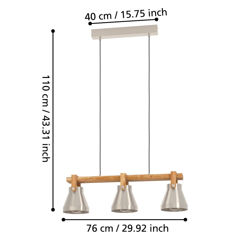 Eglo - Hängeleuchte an Schnur 3xE27/40W/230V