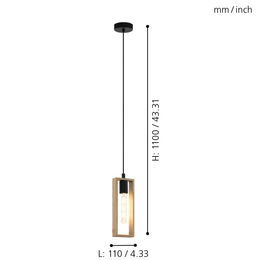 Eglo - Hängeleuchte an Schnur 1xE27/60W/230V - FSC-zertifiziert