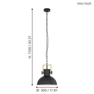 Eglo - Hängeleuchte an Kette 1xE27/28W/230V - FSC-zertifiziert