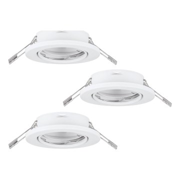 Eglo 75674 - SET 3x Badezimmer-Einbauleuchte AGULO 1xGU10/35W/230V IP23 weiß