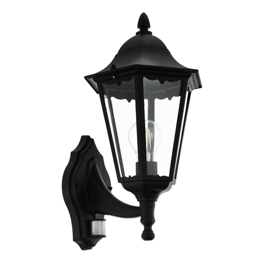 Eglo 79556 - Outdoor-Wandleuchte mit Sensor SANTA LUCIA 1xE27/60W/230V IP44 schwarz