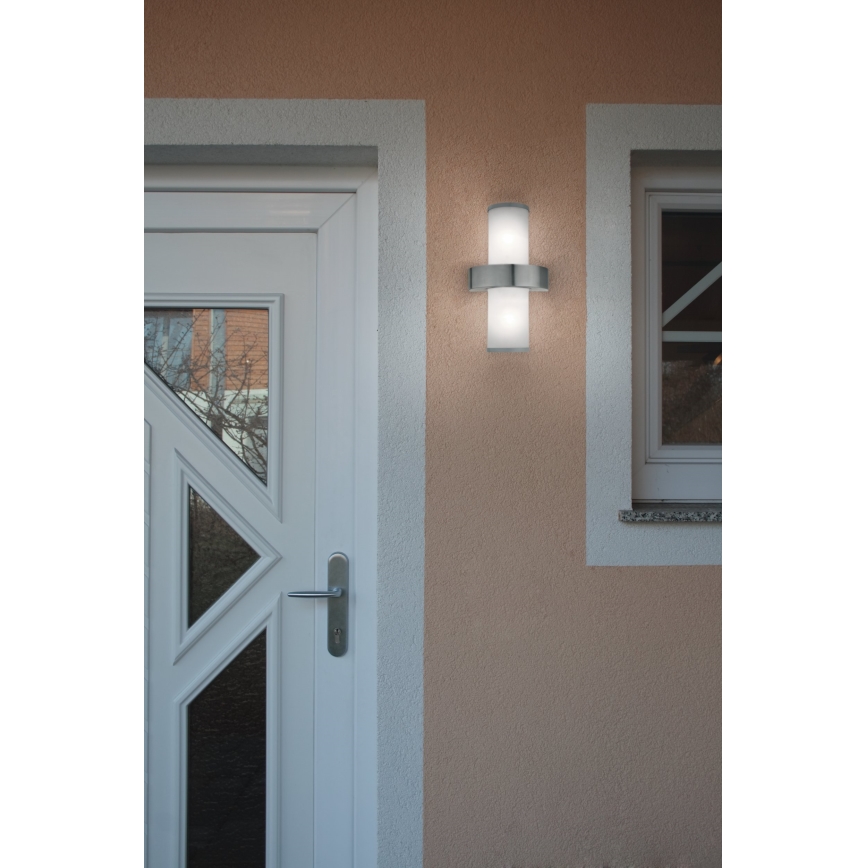EGLO 86541 - Venkovní nástěnné svítidlo BEVERLY 2xE27/60W stříbrná / bílá