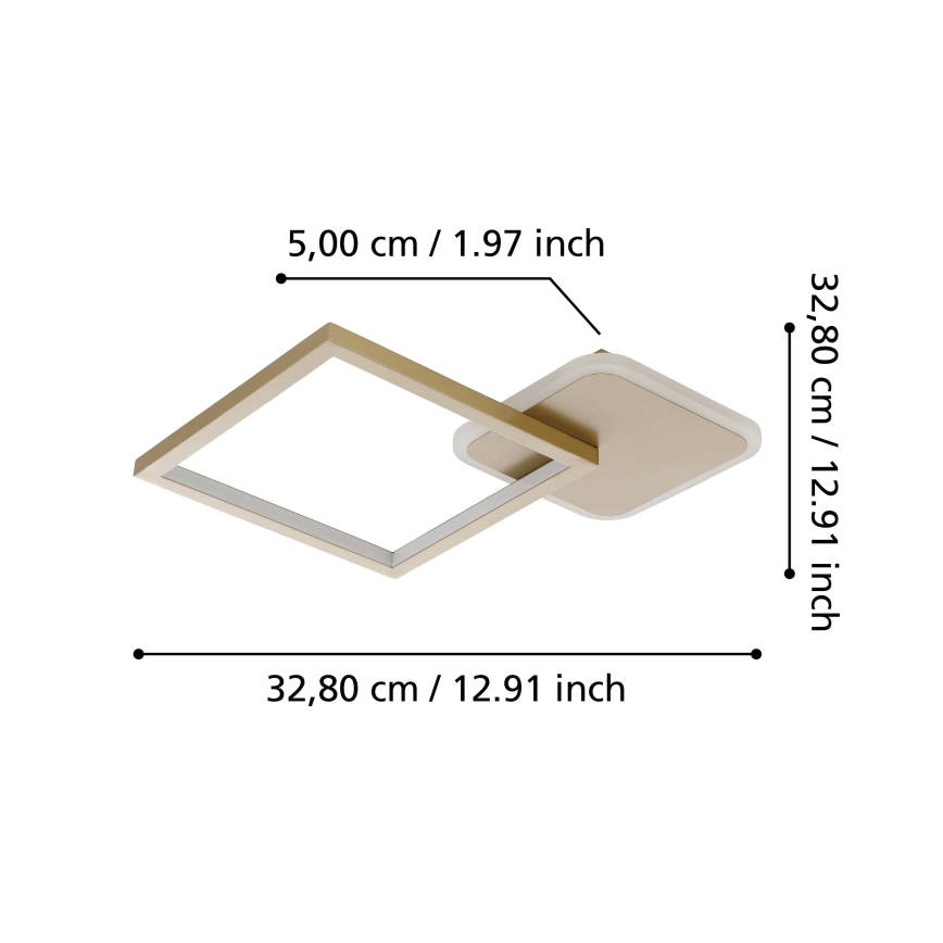 Eglo – Dimmbare LED-Deckenleuchte LED/15W/230V golden + Fernbedienung