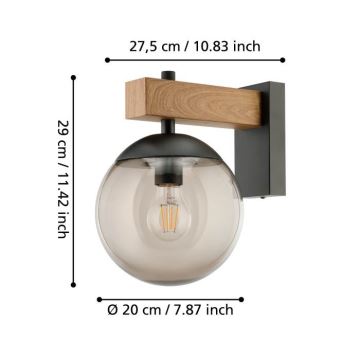 Eglo - Outdoor-Wandleuchte 1xE27/40W/230V schwarz/Holz IP44