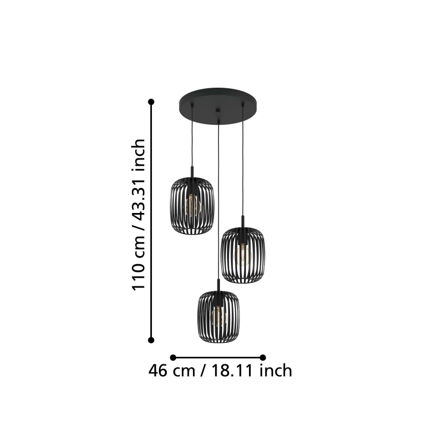 Eglo - Hängeleuchte an Schnur 3xE27/40W/230V schwarz