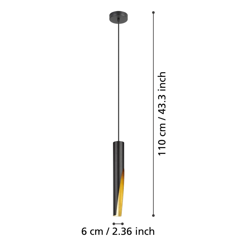 Eglo - LED-Hängeleuchte an Schnur 1xGU10/4,5W/230V schwarz/golden