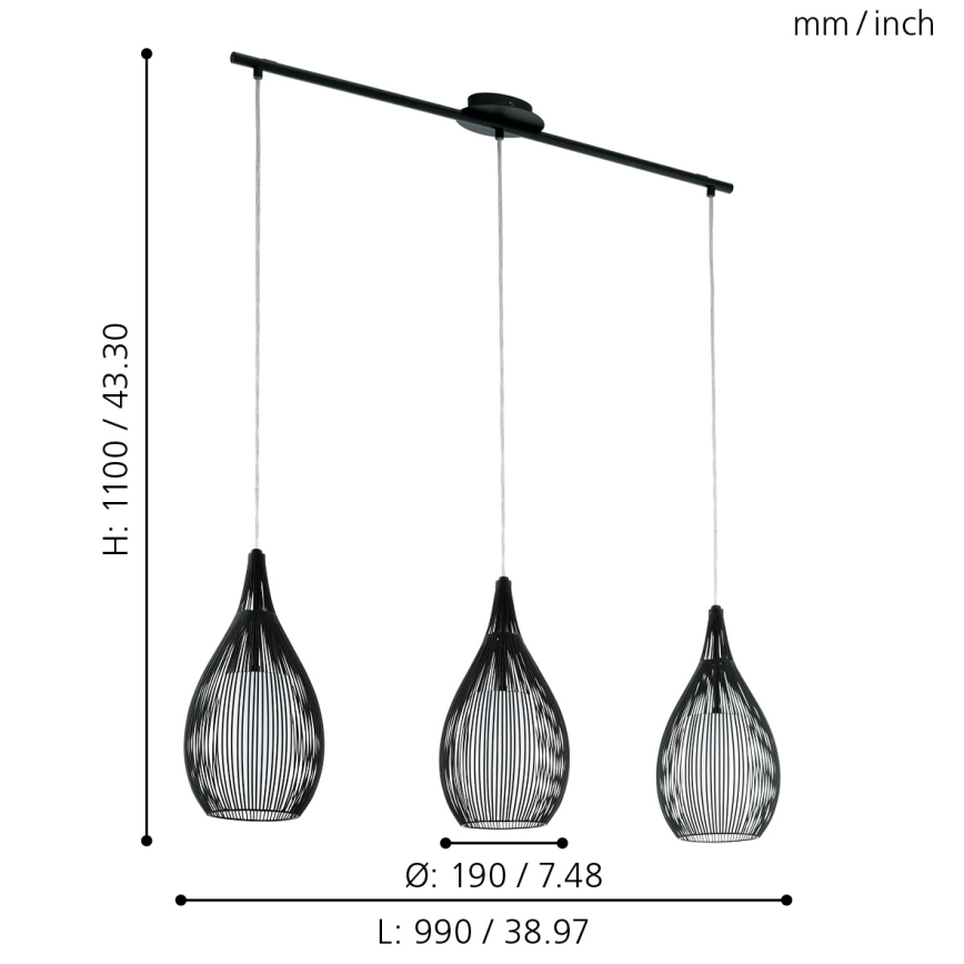 Eglo - Kronleuchter 3xE27/60W/230V