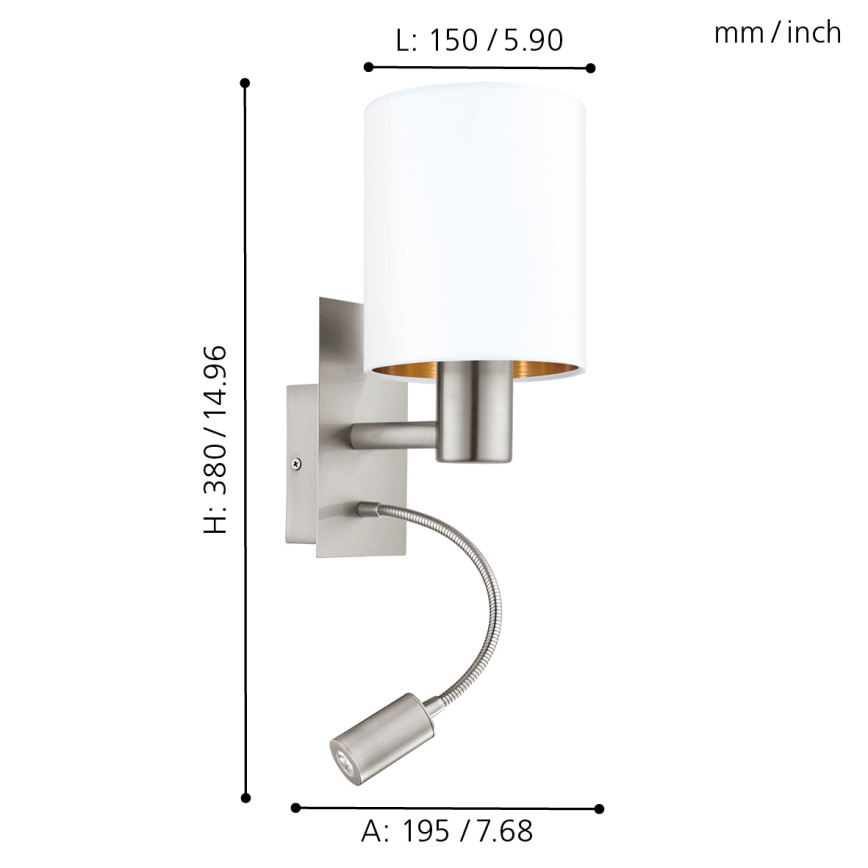 Eglo - LED Wandleuchte 1xE27/40W+LED/3,8W weiss