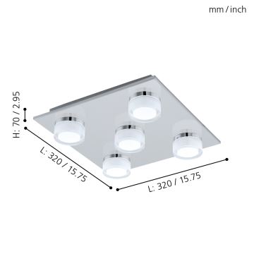 Eglo - Dimmbare LED-Deckenleuchte für das Badezimmer 5xLED/7,2W/ IP44