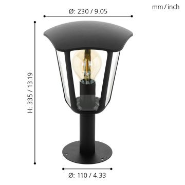 Eglo - Aussenlampe 1xE27/60W/230V IP4Höhe 335 schwarz