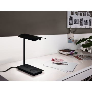Eglo - Dimmbare LED-Tischleuchte mit Touchfunktion und kabelloser Aufladung ARENAZA LED/5,8W/230V schwarz