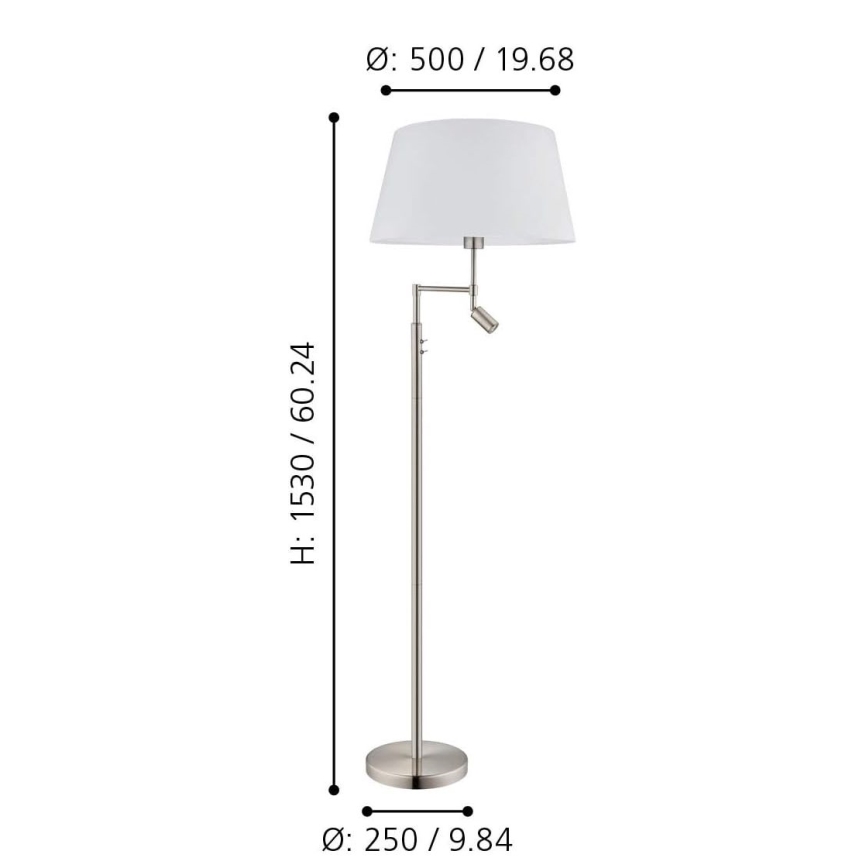 Eglo/Edi Beleuchtung - LED-Stehleuchte SANTANDER 1xE27/11W/230V + LED/2,3W mattes Chrom