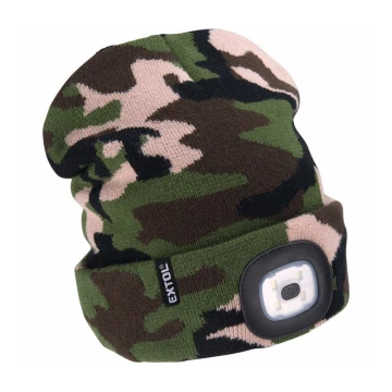 Extol – Mütze mit Stirnleuchte und USB-Aufladung 300 mAh Camouflage Größe UNI