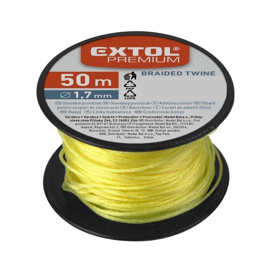 Extol Premium - Bauschnur 1,7mm x 50m gelb