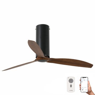 FARO 32037WP - Deckenventilator TUBE FAN M schwarz/braun d 128 cm SMART + Fernbedienung