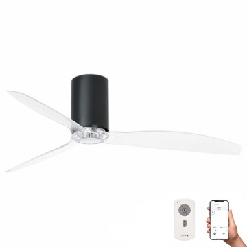 FARO 32041WP - Deckenventilator MINI TUBE FAN M schwarz/klar d 128 cm SMART + Fernbedienung