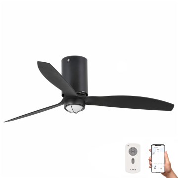 FARO 32043WP-10 - LED-Deckenventilator MINI TUBE FAN M LED/16W/230V schwarz d 128 cm SMART + Fernbedienung