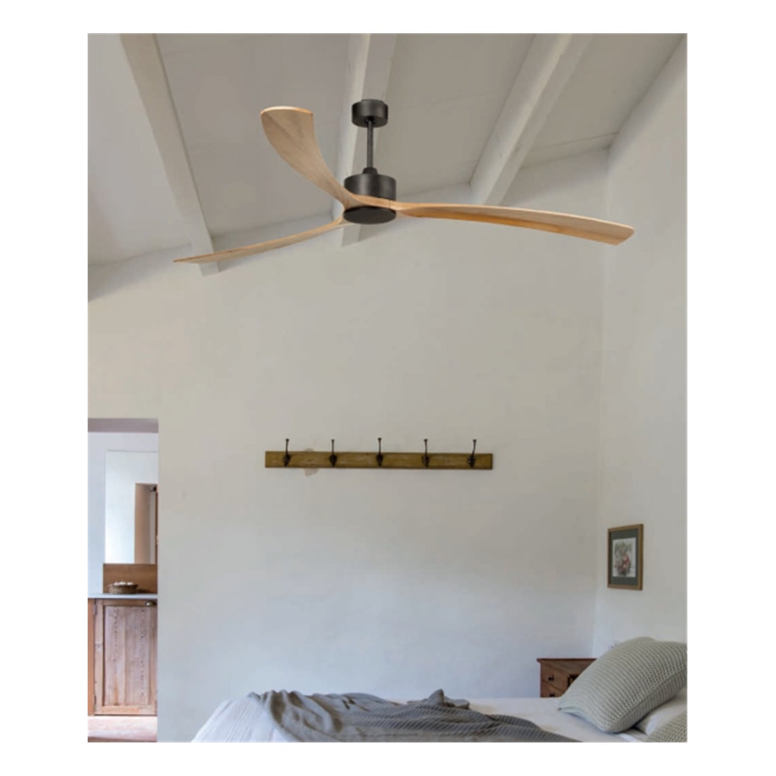 FARO 34200WPA – Deckenventilator KAUAI Holz/schwarz Wi-Fi + Fernbedienung