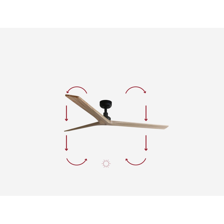 FARO 34282WP - Deckenventilator KLIM L Holz/schwarz d 150 cm + Fernbedienung