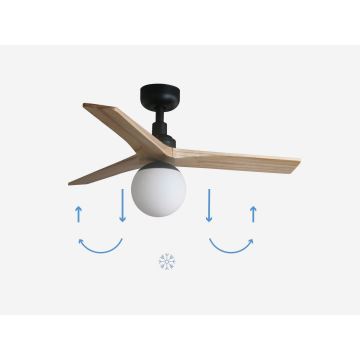 FARO 34284-11L - Deckenventilator KLIM S 1xE27/15W/230V Holz/schwarz d 92,5 cm + Fernbedienung