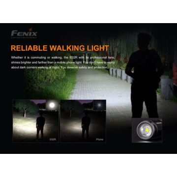 Fenix E02RBLC – Wiederaufladbare LED-Taschenlampe LED/USB IP68 200 lm 6,5 h