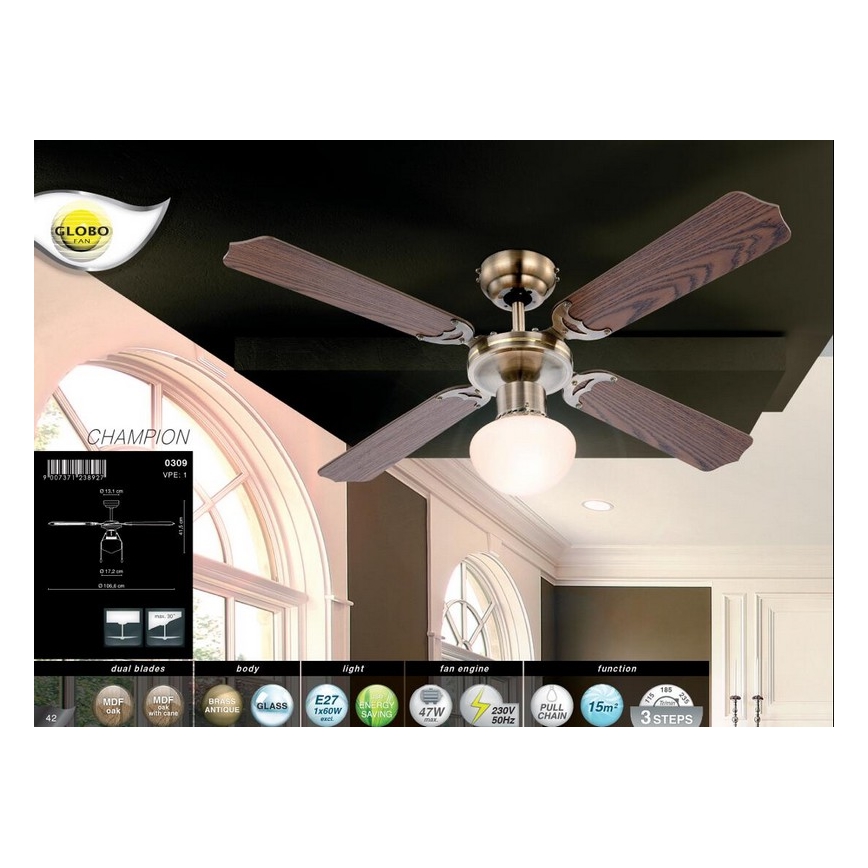 Globo - Deckenventilator 1xE27/60W/230V