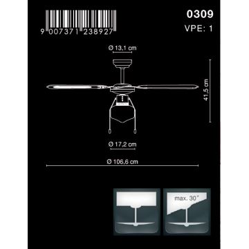 Globo - Deckenventilator 1xE27/60W/230V