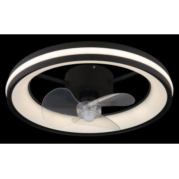 Globo - Dimmbare LED-Deckenleuchte mit Ventilator LED/30W/230V 2700-6500K schwarz + Fernbedienung