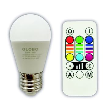 Globo - Dimmbare LED-RGBW-Glühlampe E27/6W/230V 3000K + Fernbedienung